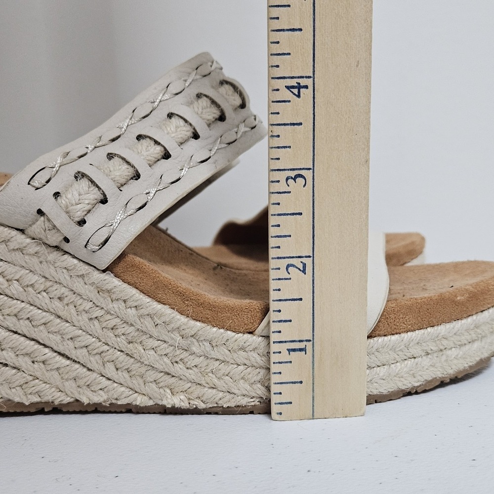 Zodiac Wedge Sandals Women 10 White Poppy Espadrille Slide Leather Platform Boho - Picture 5 of 11